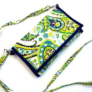 QK  Quilted Crossbody Paisley Wallet on a String